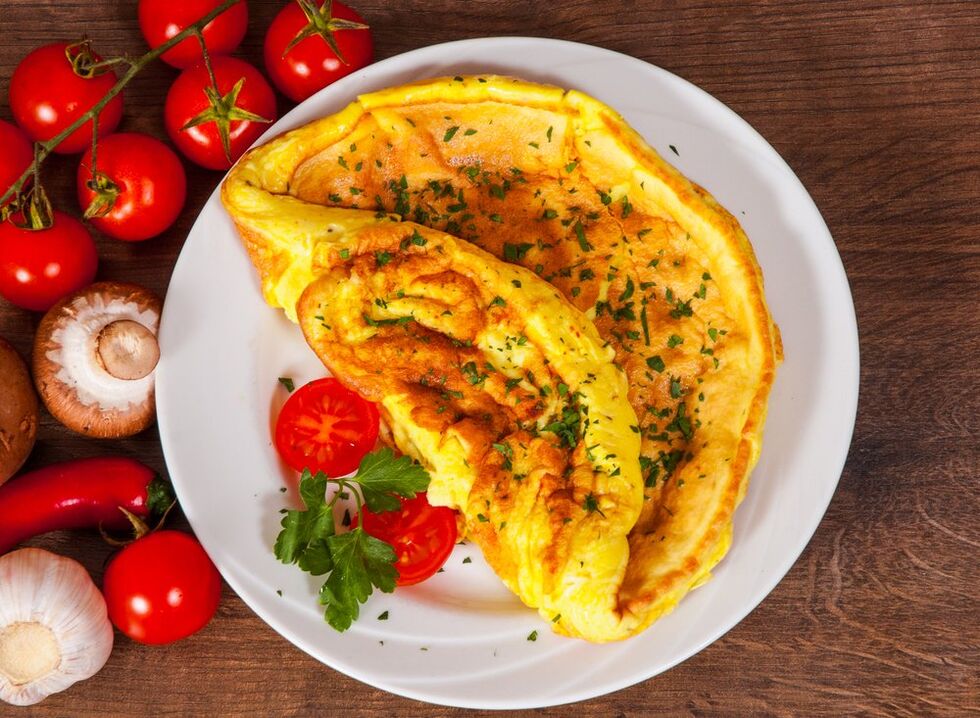 omelet бо помидор табақ парҳези тухм